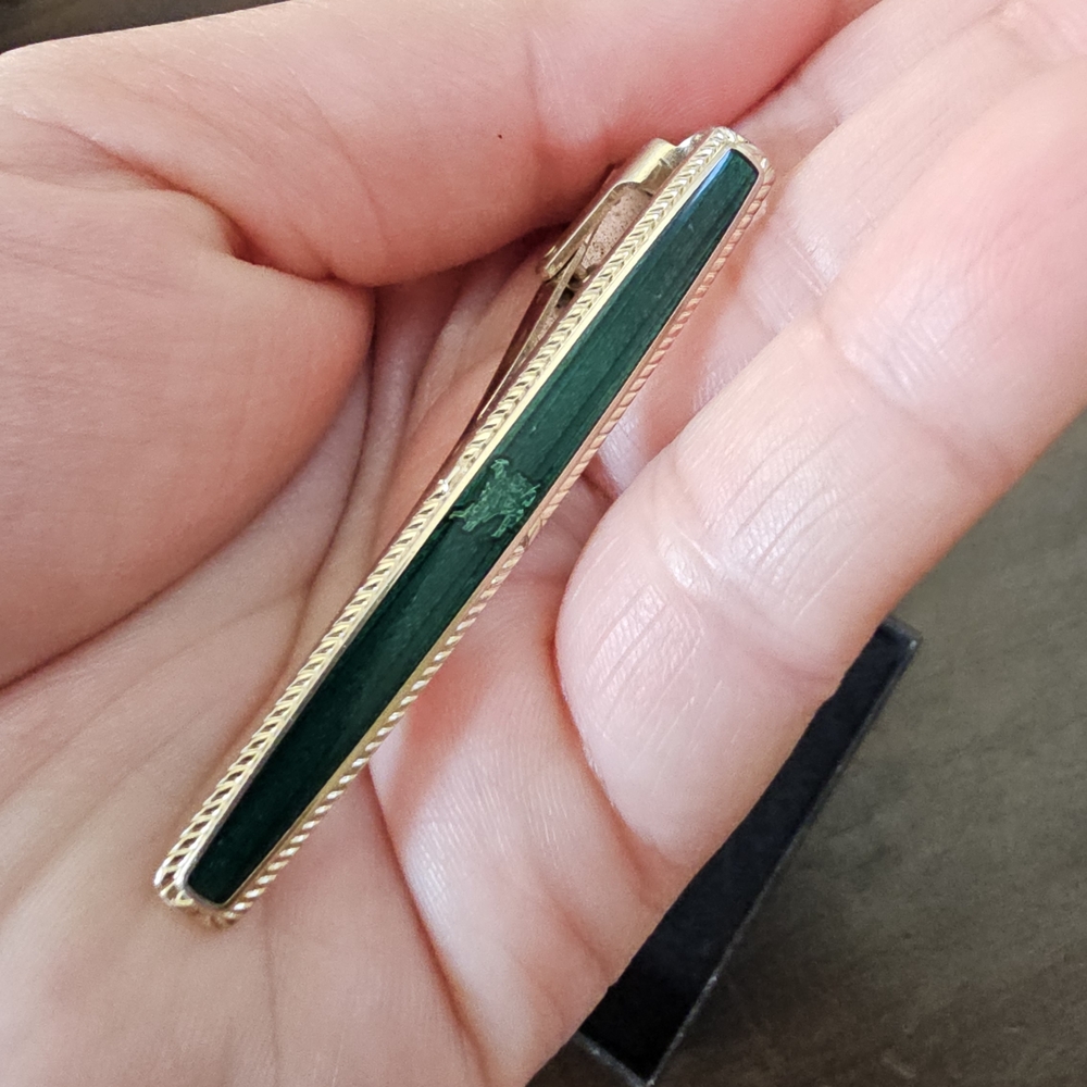 Burberry Green and Gold Tie Clip